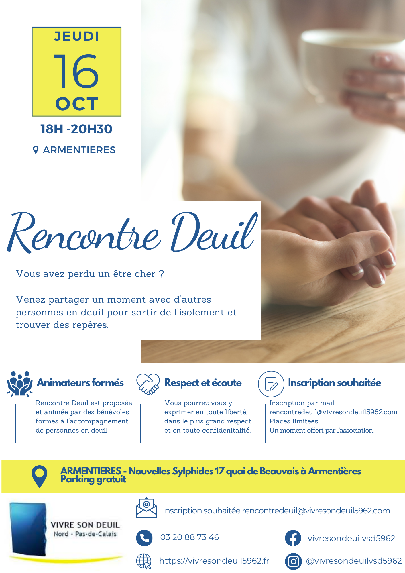 Rencontre Deuil le jeudi 16 octobre à Armentières